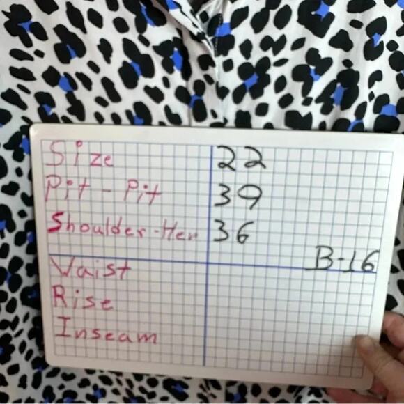 ASOS leopard print Blouse White black Blue Button Down oversize plus size - Picture 8 of 8